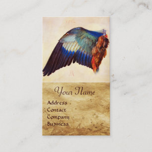 WING OF A ROLLER ON ANTIQUE PARCHMENT Monogram Business Card