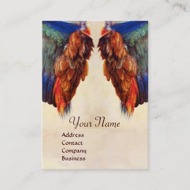WING OF A ROLLER  ON  ANTIQUE PARCHMENT  Monogram Business Card (Front)