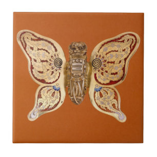 Wing of Elegance: Butterfly's Grace Antique Design Ceramic Tile