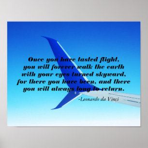 Wing Plane Airplane Flight Flying Sky Poster Print