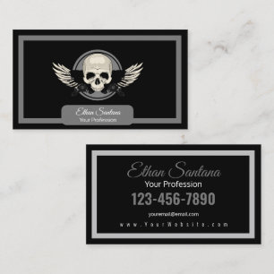 Wing Skull - BLACK & WHITE Business Card