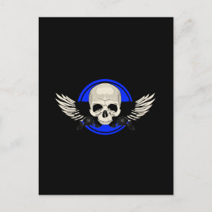 Wing Skull - BLUE Postcard