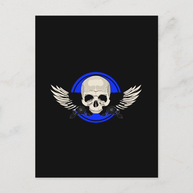 Wing Skull - BLUE  Postcard (Front)