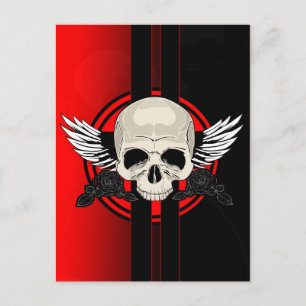 Wing Skull - RED Postcard