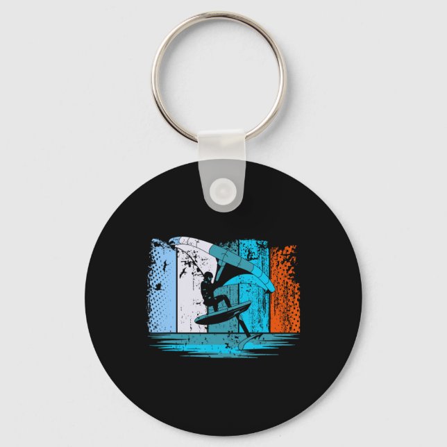 Wing Surf Wing Foil Wingsurfer Retro  Key Ring (Front)