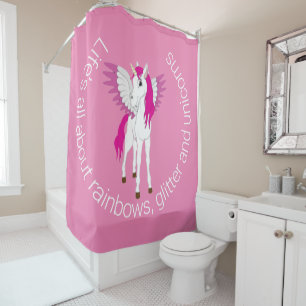 Wing Unicorn Party Pink theme Shower Curtain