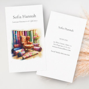 Wingback Chair And Fabric, Furniture Restoration Business Card
