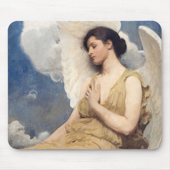 Winged angel figure sleeping dreaming on clouds mouse pad (Front)