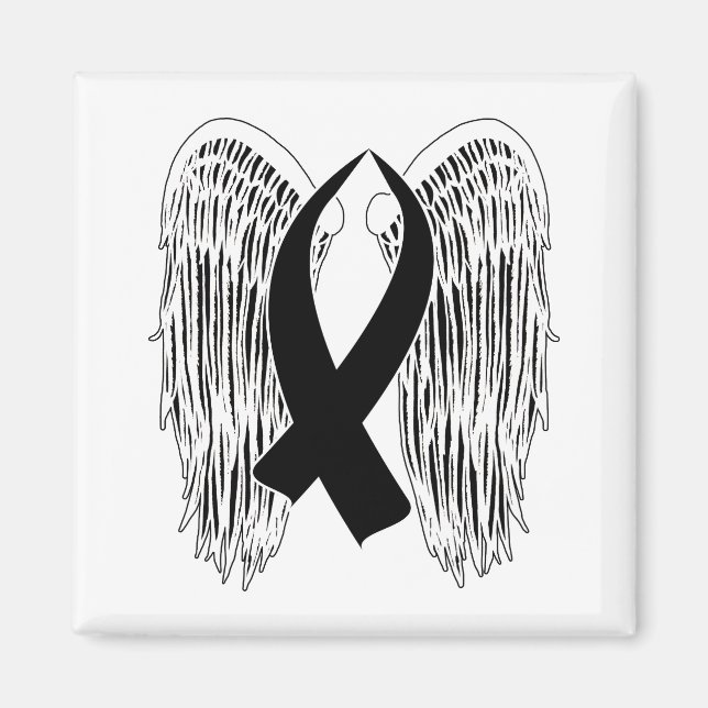 Winged Awareness Ribbon (Black) Magnet (Front)