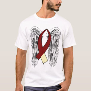 Winged Awareness Ribbon (Burgundy & Cream) T-Shirt