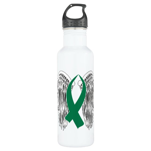 Winged Awareness Ribbon (Green) 710 Ml Water Bottle (Front)