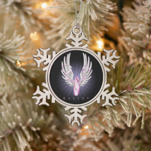 Winged Ballet (Dance) Snowflake Pewter Christmas O Snowflake Pewter Christmas Ornament