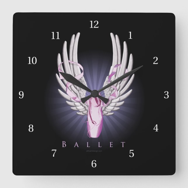 Winged Ballet (Dance) Square Wall Clock (Front)