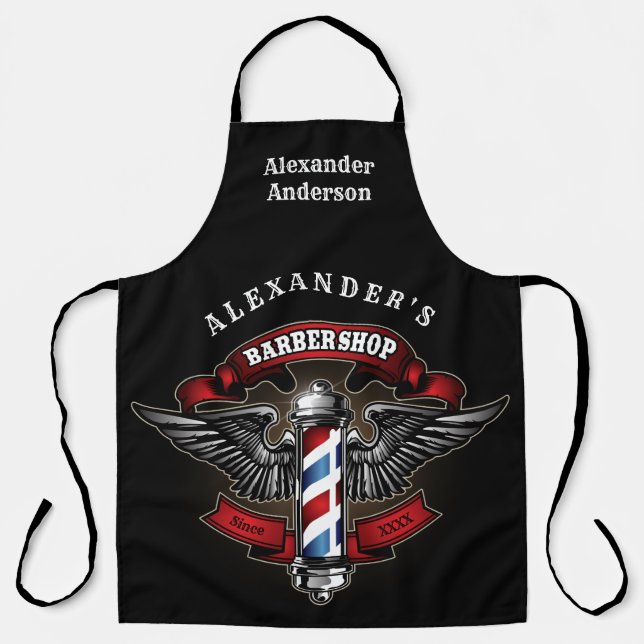 Winged Barber Pole Square Personalise  Apron (Front)