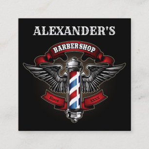 Winged Barber Pole Square Personalize Business Card