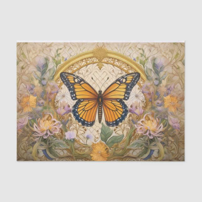Winged Beauty Medallion, Monarch Butterfly Tissue Paper (Front)