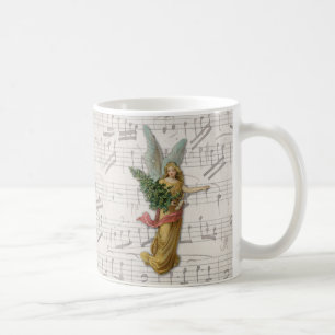 Winged Christmas Angel Tree Victorian Paper Scrap Coffee Mug