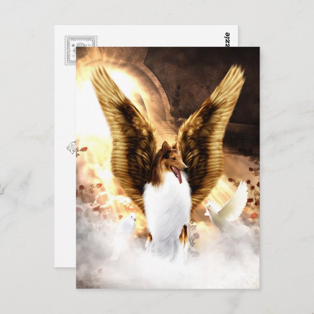 Winged Collie Angel in Dog's Heaven Postcard (Front/Back)