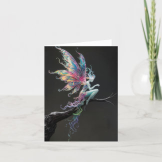 Winged Colourful Fairy Blank Card