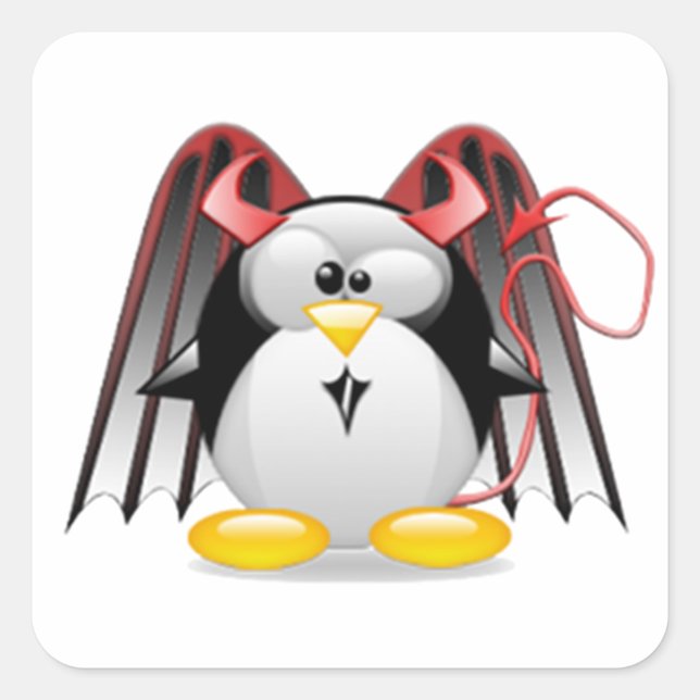 Winged Devil Tux Square Sticker (Front)