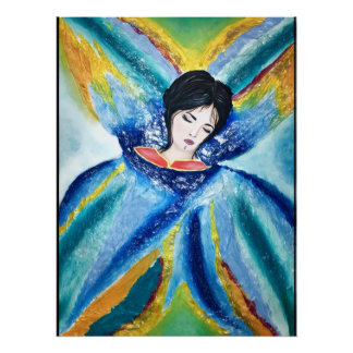 Winged Elegance - Abstract Painting of Woman  Poster