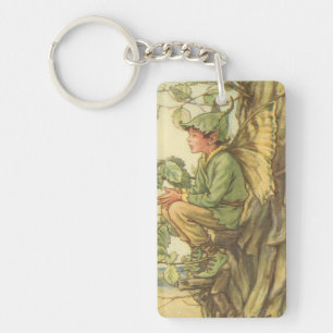 Winged Elm Fairy Sitting in a Tree Key Ring