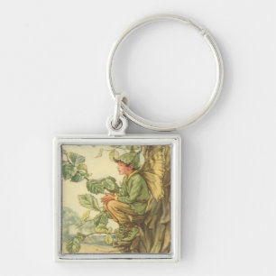 Winged Elm Fairy Sitting in a Tree Key Ring