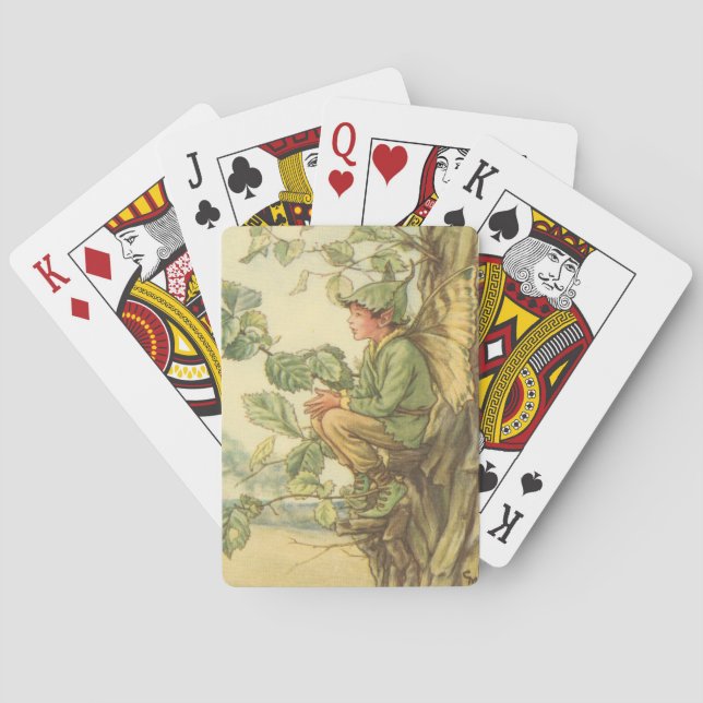 Winged Elm Fairy Sitting in a Tree Playing Cards (Back)