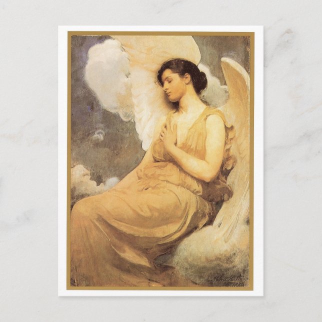Winged Figure Christmas Holiday Postcard (Front)