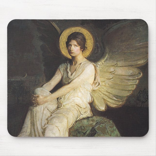 Winged Figure Seated Upon a Rock by Abbott Thayer Mouse Pad (Front)