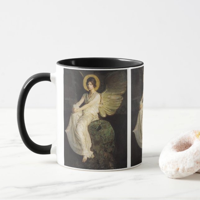 Winged Figure Seated Upon a Rock by Abbott Thayer Mug (With Donut)