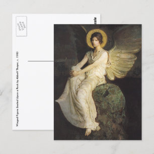 Winged Figure Seated Upon a Rock by Abbott Thayer Postcard