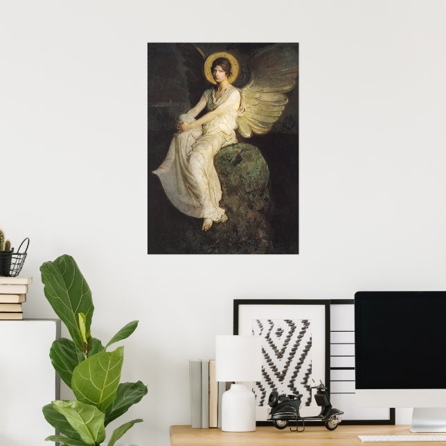 Winged Figure Seated Upon a Rock by Abbott Thayer Poster (Home Office)