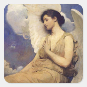 Winged Figure Vintage Angel Square Sticker