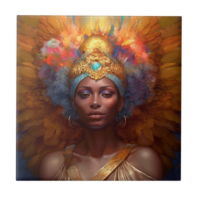 Winged Goddess Fantasy Art Ceramic Tile (Front)