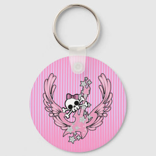 Winged Guitar with Cute Skull Key Ring