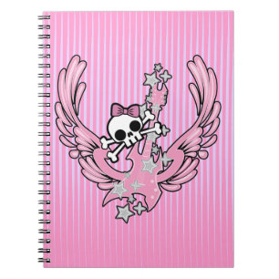 Winged Guitar with Cute Skull Notebook