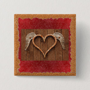 Winged Heart 15 Cm Square Badge