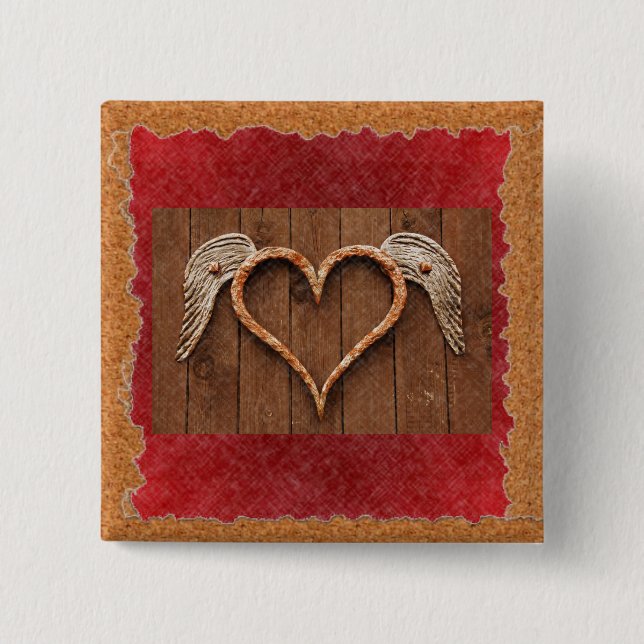 Winged Heart 15 Cm Square Badge (Front)