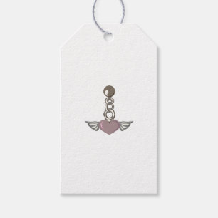Winged heart chain charm - Aesthetic Angel design Gift Tags