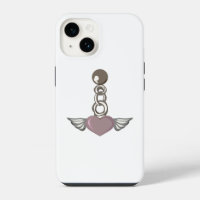 Winged heart chain charm - Aesthetic Angel design