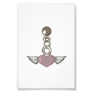 Winged heart chain charm - Aesthetic Angel design Photo Print