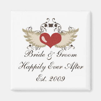 Winged Heart Custom Bride Groom Wedding Magnet
