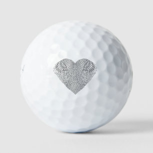 Winged Heart Doodle Golf Balls