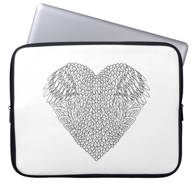 Winged Heart Doodle Laptop Sleeve (Front)