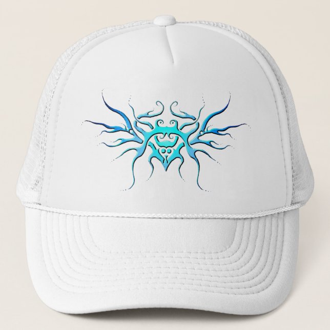 Winged Heart Tribal Design blue Trucker Hat (Front)
