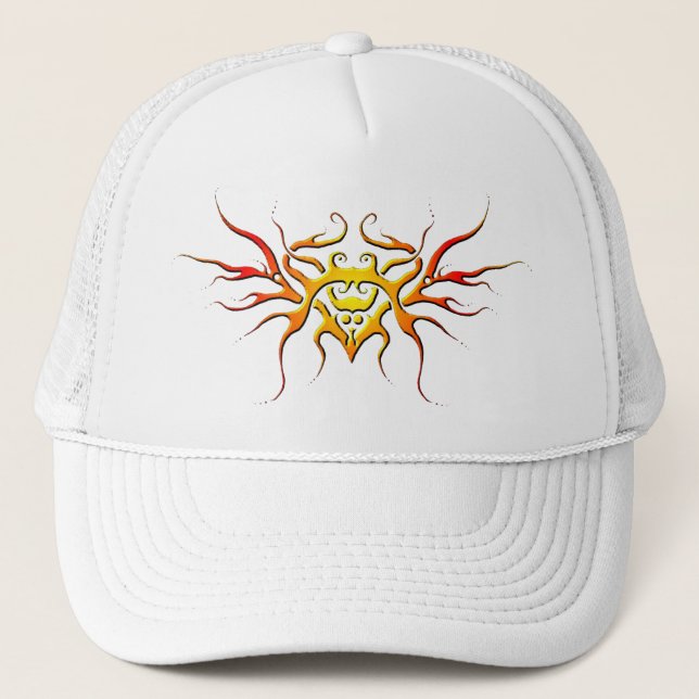 Winged Heart Tribal Design red Trucker Hat (Front)