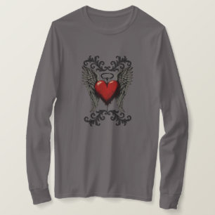 Winged Heart with Halo – Gothic Angel Love Design T-Shirt