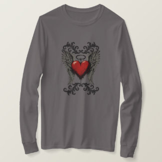 Winged Heart with Halo – Gothic Angel Love Design T-Shirt