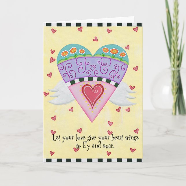 Winged Heart (Yellow) Greeting Card (Front)